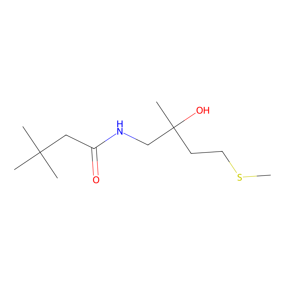 N-(2-hydroxy-2-methyl-4-(methylthio)butyl)-3,3-dimethylbutanamide molecular structure, CAS 1396747-39-9