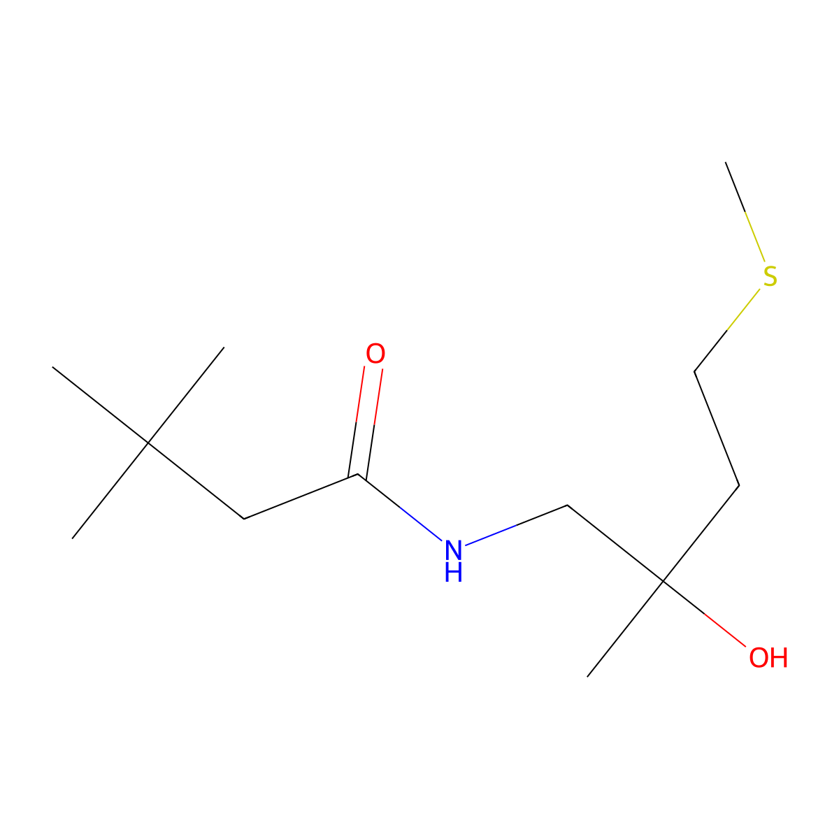 N-(2-hydroxy-2-methyl-4-(methylthio)butyl)-3,3-dimethylbutanamide molecular structure, CAS 1396747-39-9
