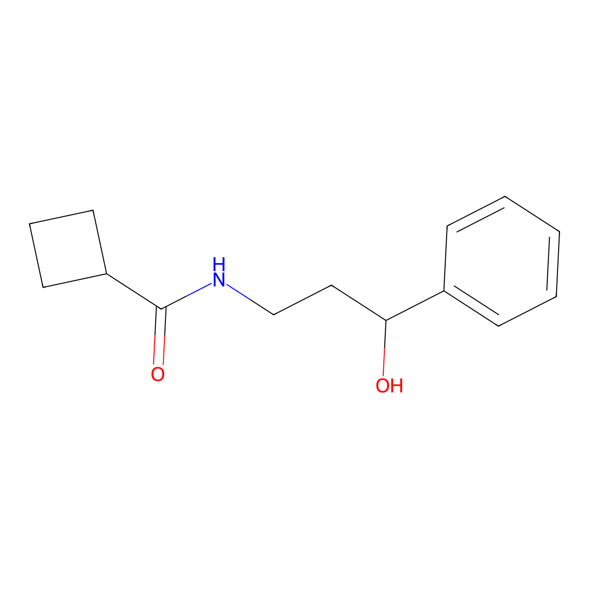 N-(3-hydroxy-3-phenylpropyl)cyclobutanecarboxamide molecular structure, CAS 1396747-41-3