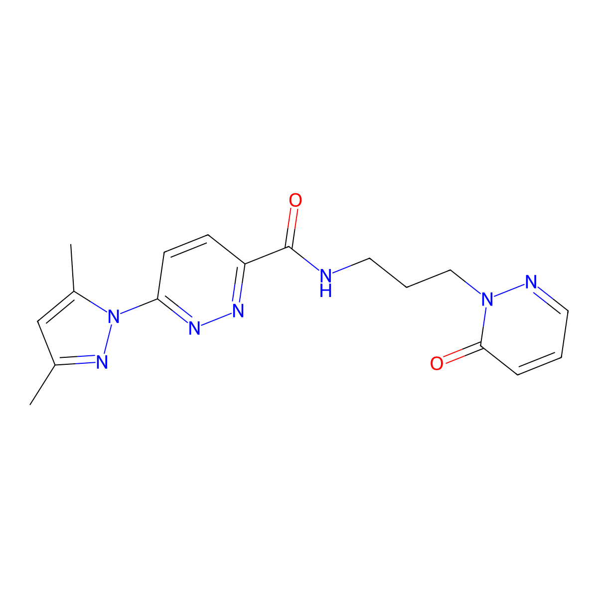6-(3,5-dimethyl-1H-pyrazol-1-yl)-N-(3-(6-oxopyridazin-1(6H)-yl)propyl)pyridazine-3-carboxamide molecular structure, CAS 1396747-42-4