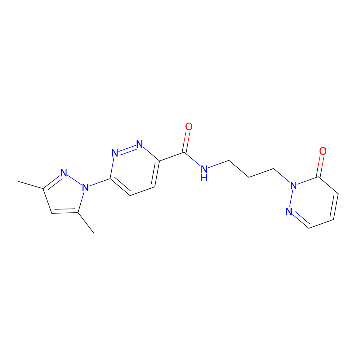 6-(3,5-dimethyl-1H-pyrazol-1-yl)-N-(3-(6-oxopyridazin-1(6H)-yl)propyl)pyridazine-3-carboxamide molecular structure, CAS 1396747-42-4