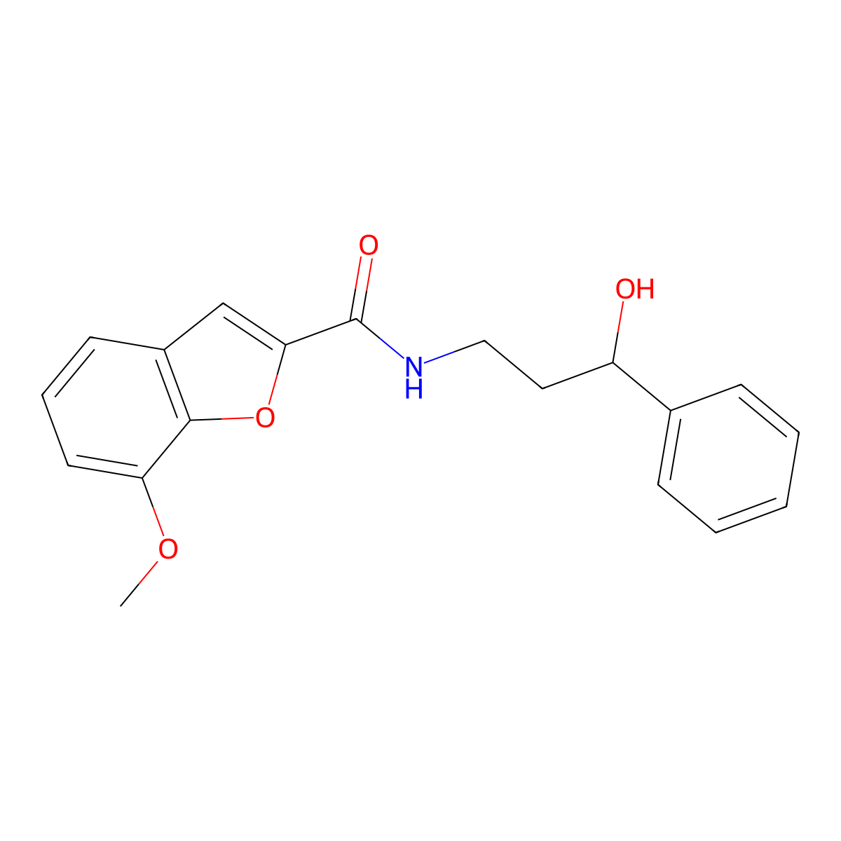 N-(3-hydroxy-3-phenylpropyl)-7-methoxybenzofuran-2-carboxamide molecular structure, CAS 1396747-48-0