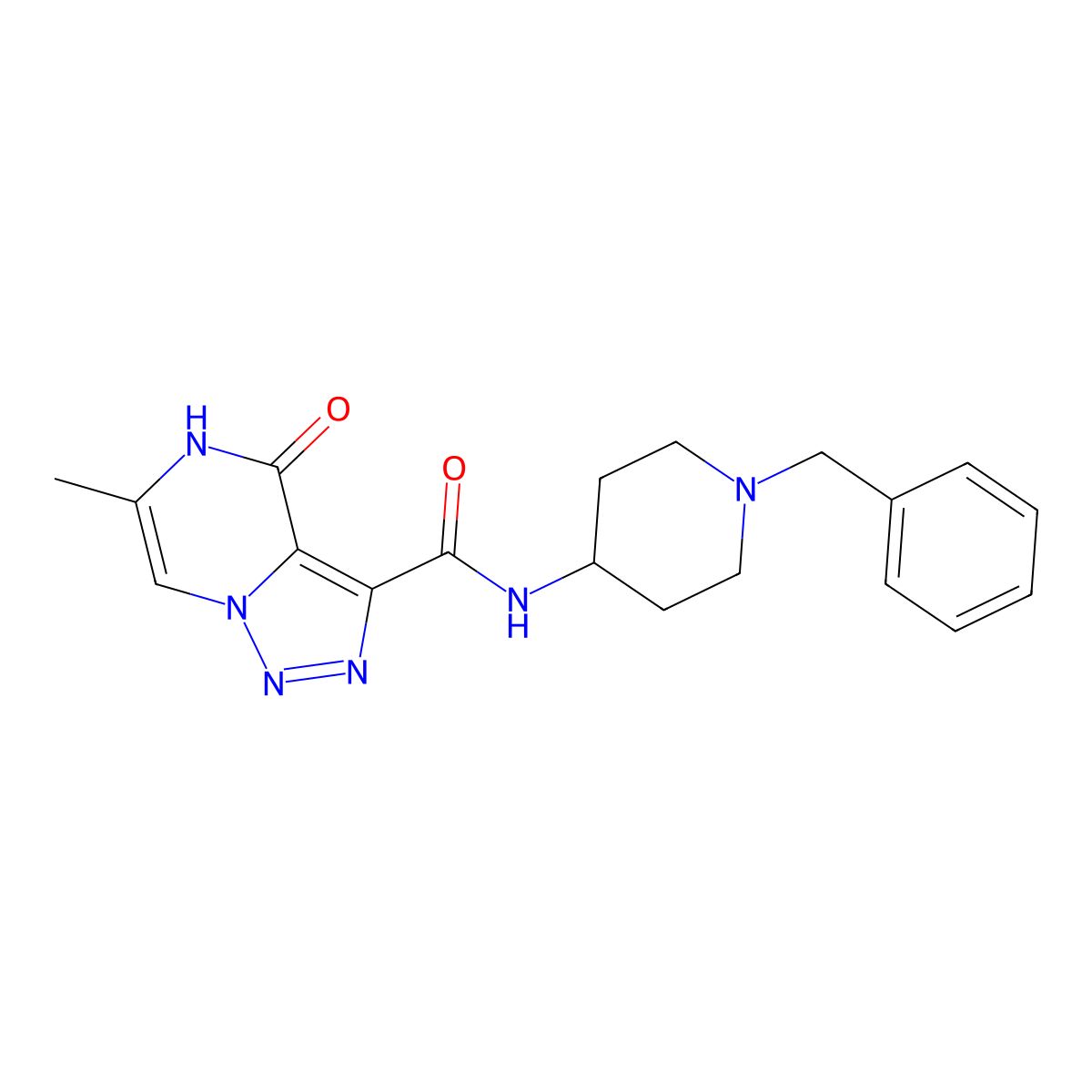 N-(1-benzylpiperidin-4-yl)-6-methyl-4-oxo-4,5-dihydro[1,2,3]triazolo[1,5-a]pyrazine-3-carboxamide molecular structure, CAS 1396747-52-6