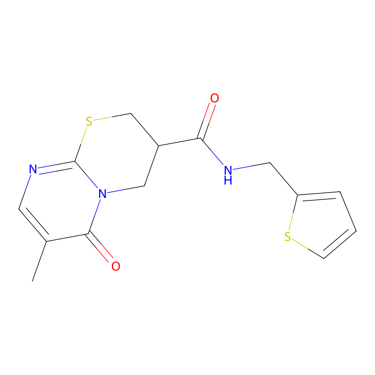 7-methyl-6-oxo-N-(thiophen-2-ylmethyl)-2,3,4,6-tetrahydropyrimido[2,1-b][1,3]thiazine-3-carboxamide molecular structure, CAS 1396747-53-7