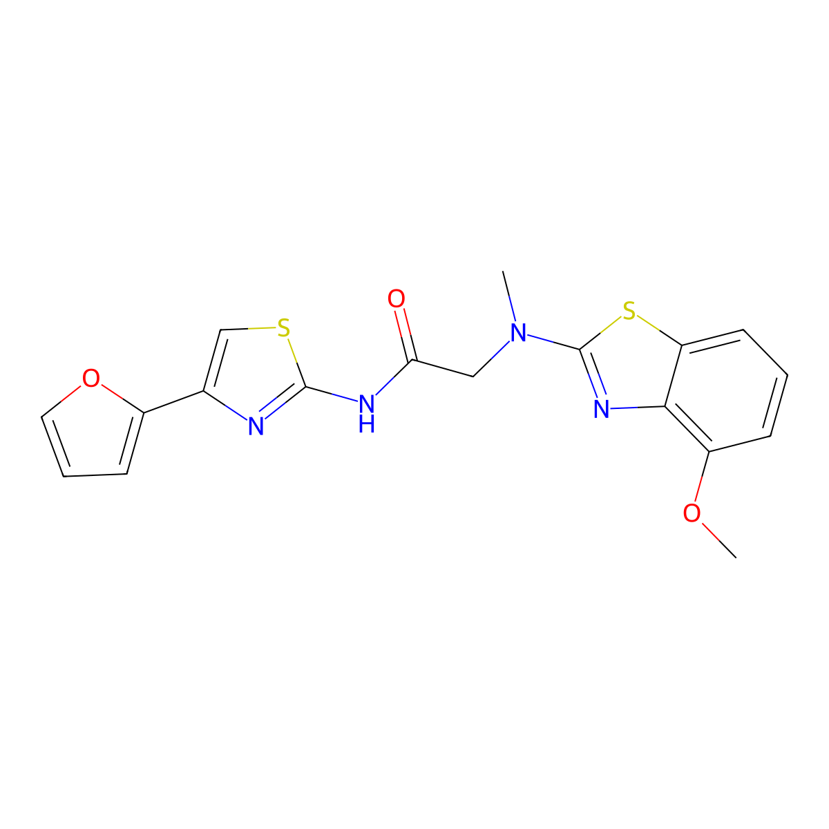 N-(4-(furan-2-yl)thiazol-2-yl)-2-((4-methoxybenzo[d]thiazol-2-yl)(methyl)amino)acetamide molecular structure, CAS 1396747-56-0
