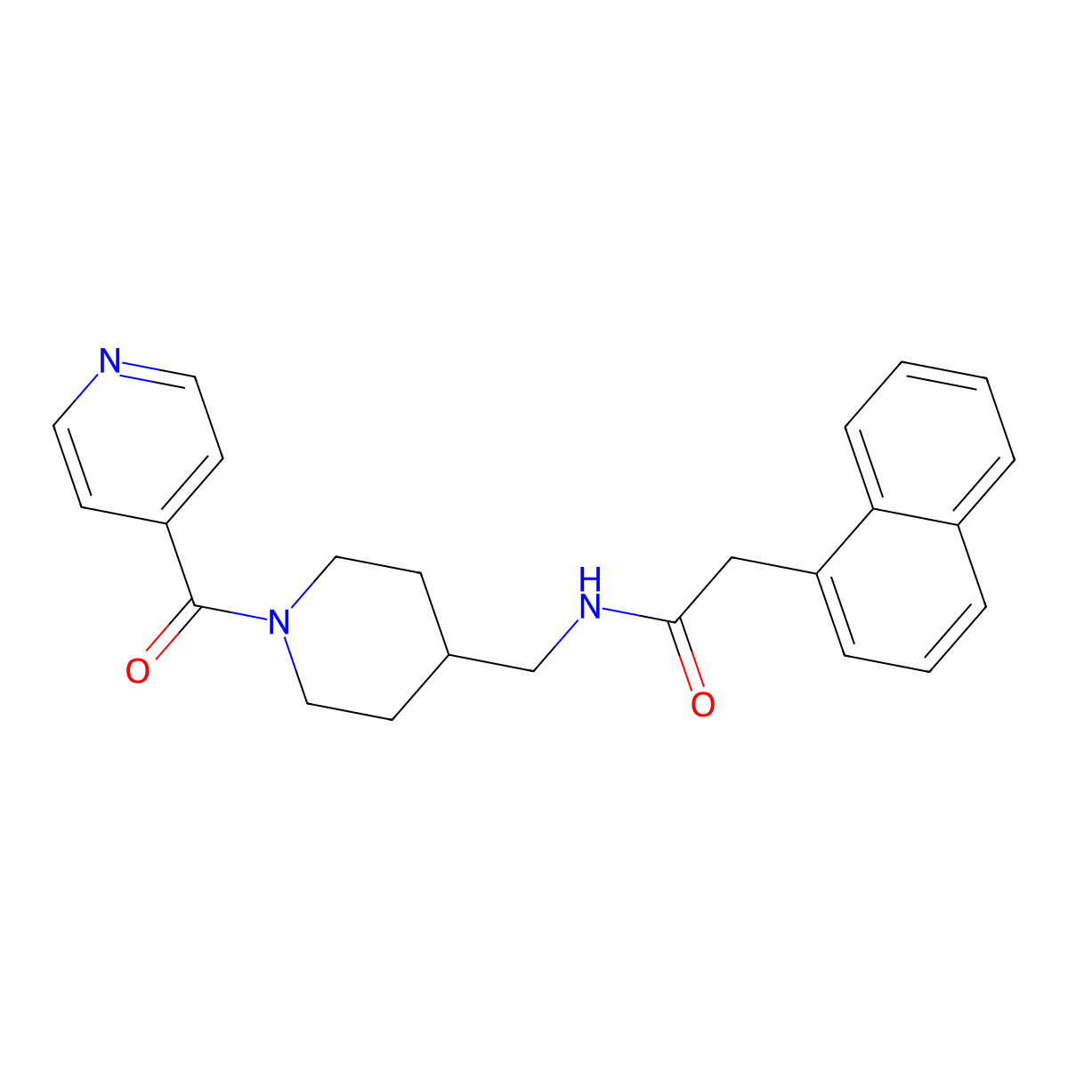 N-((1-isonicotinoylpiperidin-4-yl)methyl)-2-(naphthalen-1-yl)acetamide molecular structure, CAS 1396747-64-0