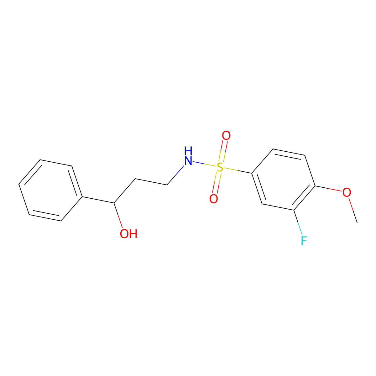 3-fluoro-N-(3-hydroxy-3-phenylpropyl)-4-methoxybenzenesulfonamide molecular structure, CAS 1396747-65-1