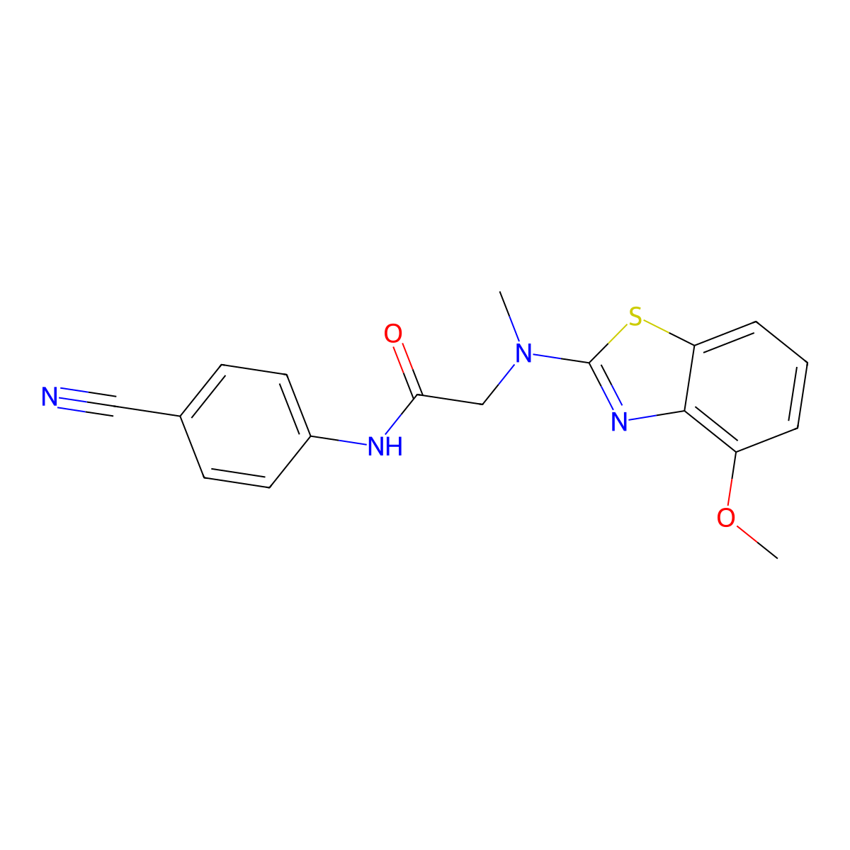 N-(4-cyanophenyl)-2-((4-methoxybenzo[d]thiazol-2-yl)(methyl)amino)acetamide molecular structure, CAS 1396747-66-2