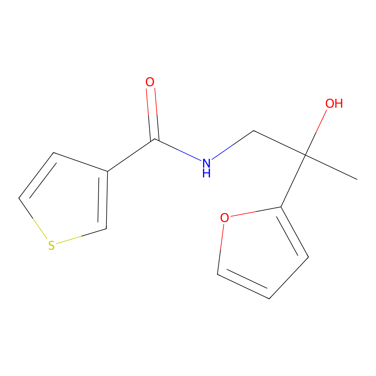 N-[2-(furan-2-yl)-2-hydroxypropyl]thiophene-3-carboxamide molecular structure, CAS 1396747-68-4