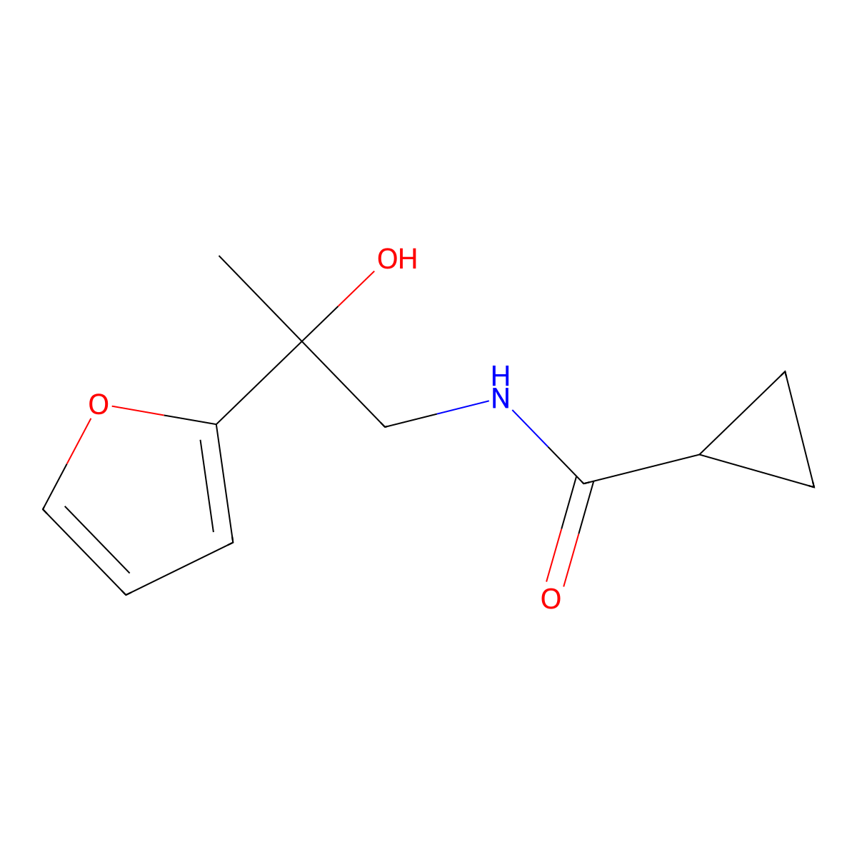 N-(2-(furan-2-yl)-2-hydroxypropyl)cyclopropanecarboxamide molecular structure, CAS 1396747-81-1