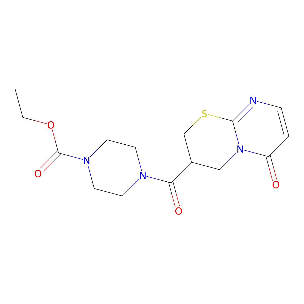 Ethyl 4-(6-oxo-2,3,4,6-tetrahydropyrimido[2,1-b][1,3]thiazine-3-carbonyl)piperazine-1-carboxylate molecular structure, CAS 1396747-82-2