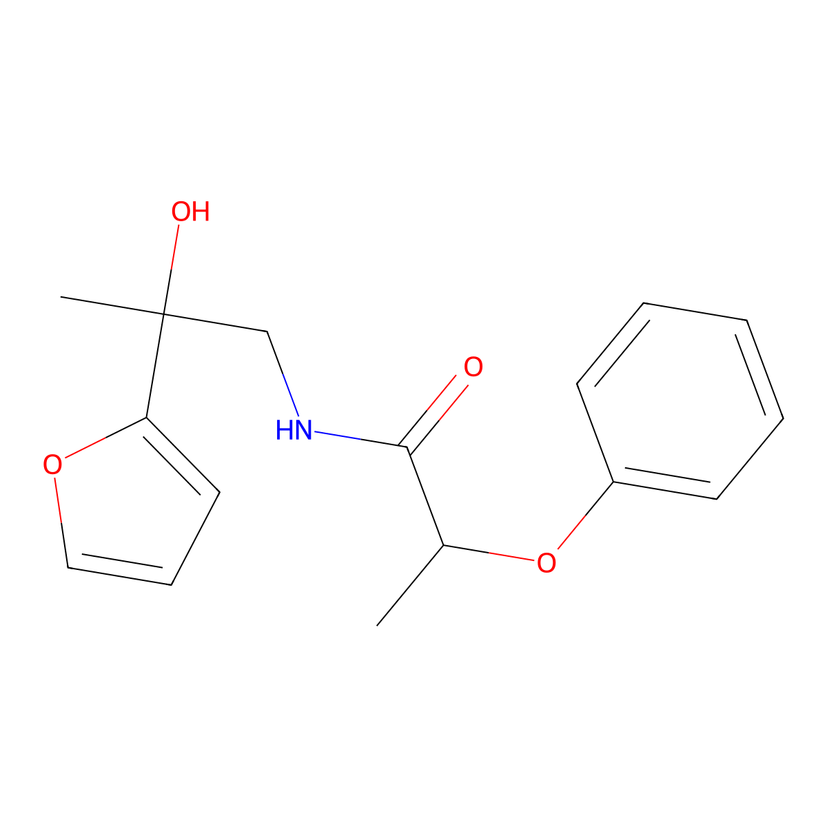 N-[2-(furan-2-yl)-2-hydroxypropyl]-2-phenoxypropanamide molecular structure, CAS 1396747-83-3