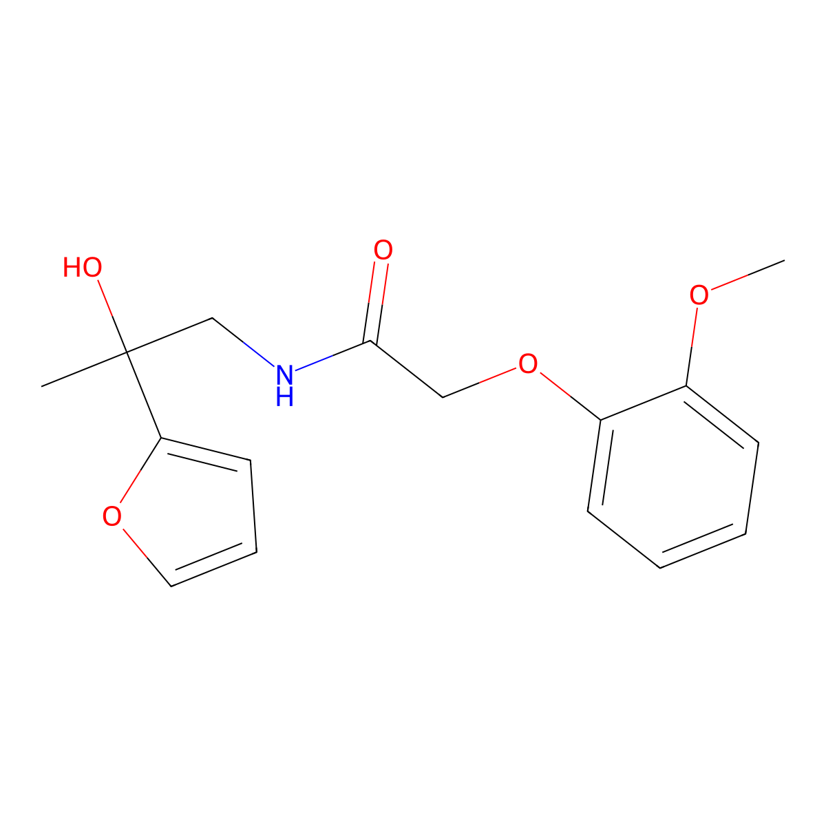 N-[2-(furan-2-yl)-2-hydroxypropyl]-2-(2-methoxyphenoxy)acetamide molecular structure, CAS 1396747-89-9