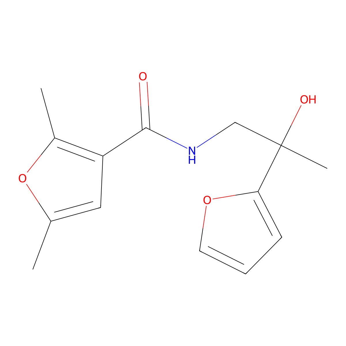 N-[2-(furan-2-yl)-2-hydroxypropyl]-2,5-dimethylfuran-3-carboxamide molecular structure, CAS 1396747-90-2