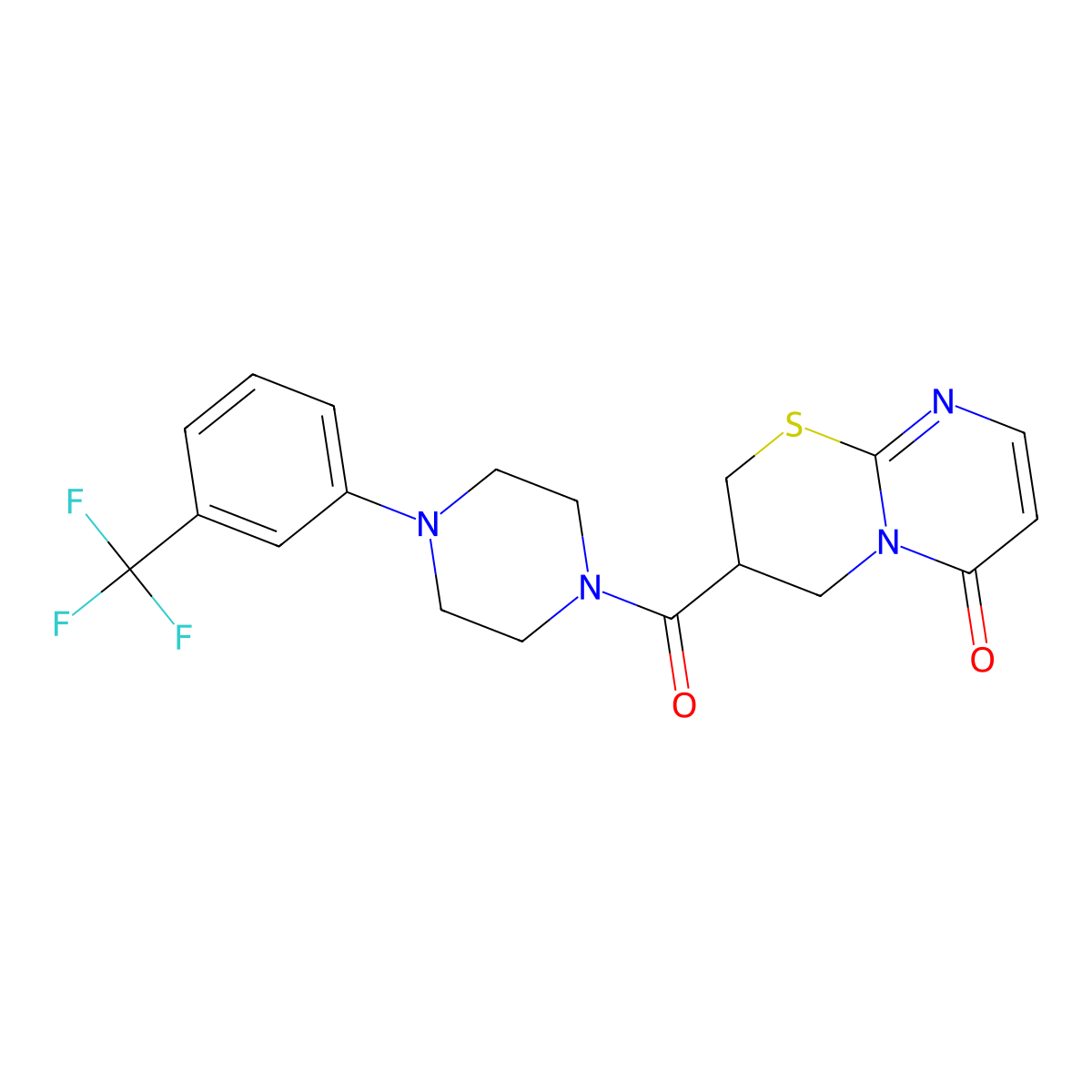3-(4-(3-(trifluoromethyl)phenyl)piperazine-1-carbonyl)-3,4-dihydropyrimido[2,1-b][1,3]thiazin-6(2H)-one molecular structure, CAS 1396747-91-3