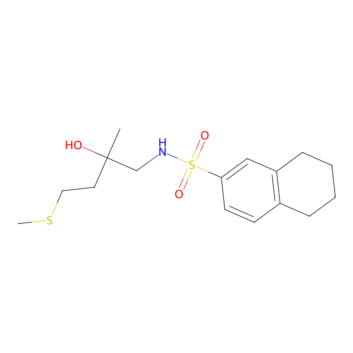 N-(2-hydroxy-2-methyl-4-(methylthio)butyl)-5,6,7,8-tetrahydronaphthalene-2-sulfonamide molecular structure, CAS 1396747-93-5