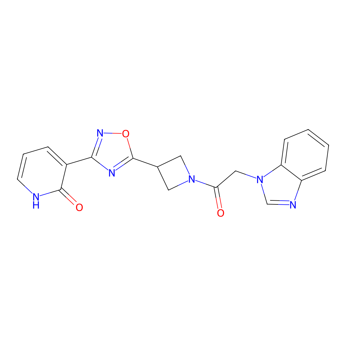 3-(5-{1-[2-(1H-1,3-benzodiazol-1-yl)acetyl]azetidin-3-yl}-1,2,4-oxadiazol-3-yl)-1,2-dihydropyridin-2-one molecular structure, CAS 1396747-94-6