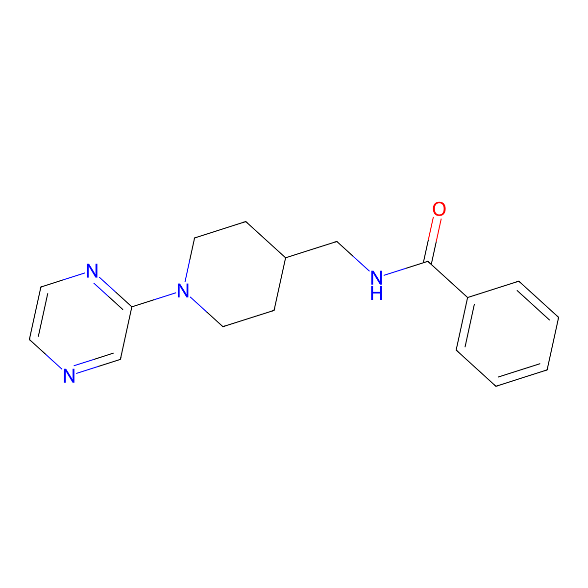 N-{[1-(pyrazin-2-yl)piperidin-4-yl]methyl}benzamide molecular structure, CAS 1396747-97-9