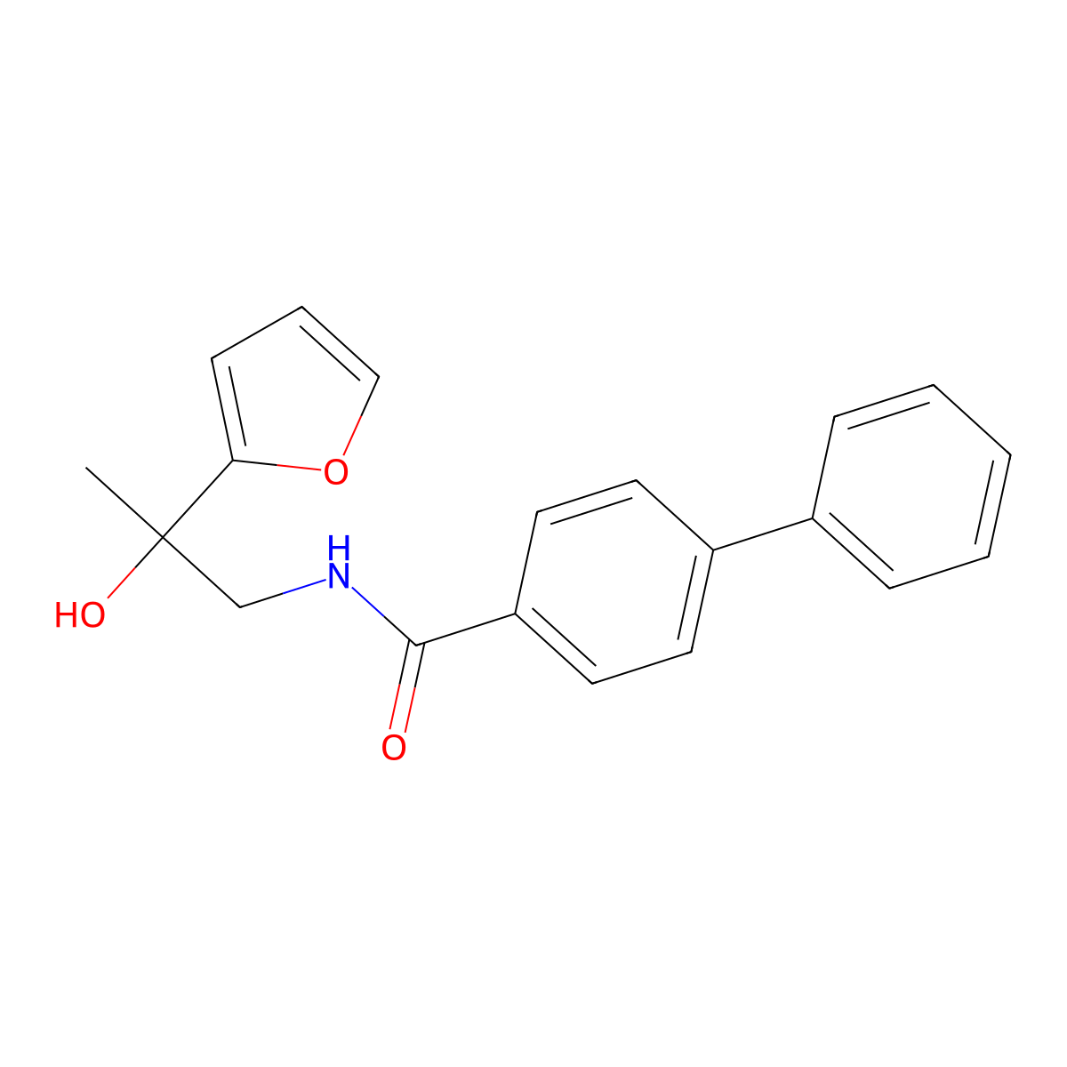 N-[2-(furan-2-yl)-2-hydroxypropyl]-[1,1'-biphenyl]-4-carboxamide molecular structure, CAS 1396747-98-0