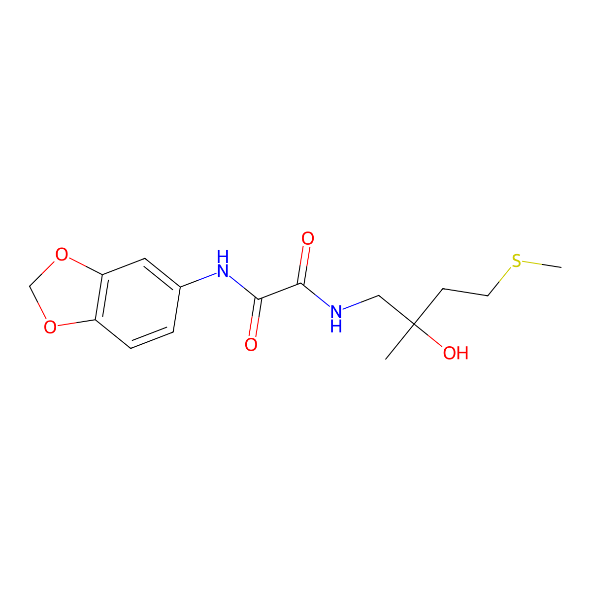 N1-(benzo[d][1,3]dioxol-5-yl)-N2-(2-hydroxy-2-methyl-4-(methylthio)butyl)oxalamide molecular structure, CAS 1396748-02-9