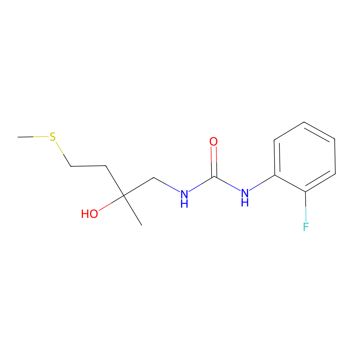 1-(2-Fluorophenyl)-3-(2-hydroxy-2-methyl-4-(methylthio)butyl)urea molecular structure, CAS 1396748-12-1