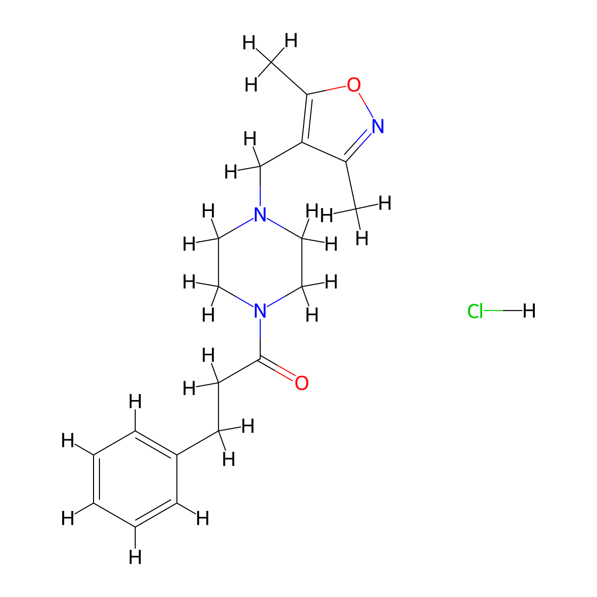 1-(4-((3,5-Dimethylisoxazol-4-yl)methyl)piperazin-1-yl)-3-phenylpropan-1-one hydrochloride molecular structure, CAS 1396748-27-8