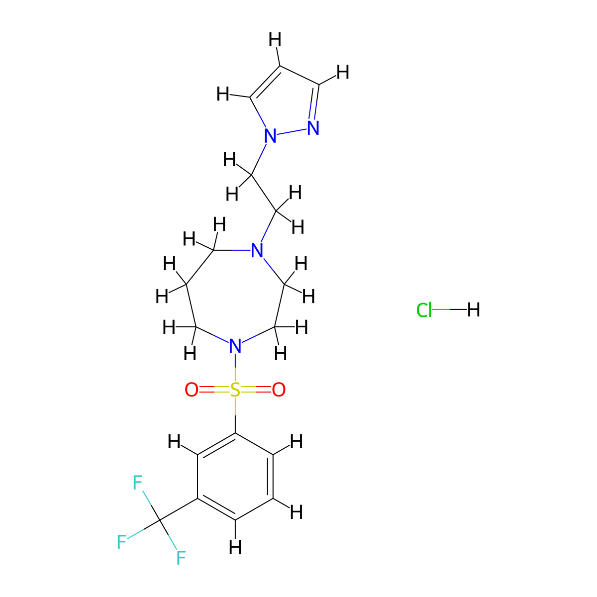 1-(2-(1H-pyrazol-1-yl)ethyl)-4-((3-(trifluoromethyl)phenyl)sulfonyl)-1,4-diazepane hydrochloride molecular structure, CAS 1396748-29-0