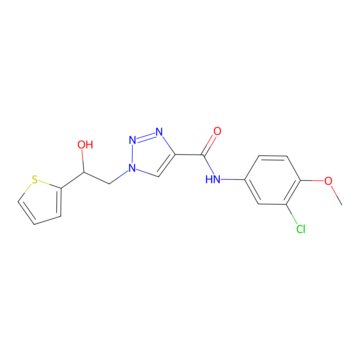 N-(3-chloro-4-methoxyphenyl)-1-(2-hydroxy-2-(thiophen-2-yl)ethyl)-1H-1,2,3-triazole-4-carboxamide molecular structure, CAS 1396748-30-3