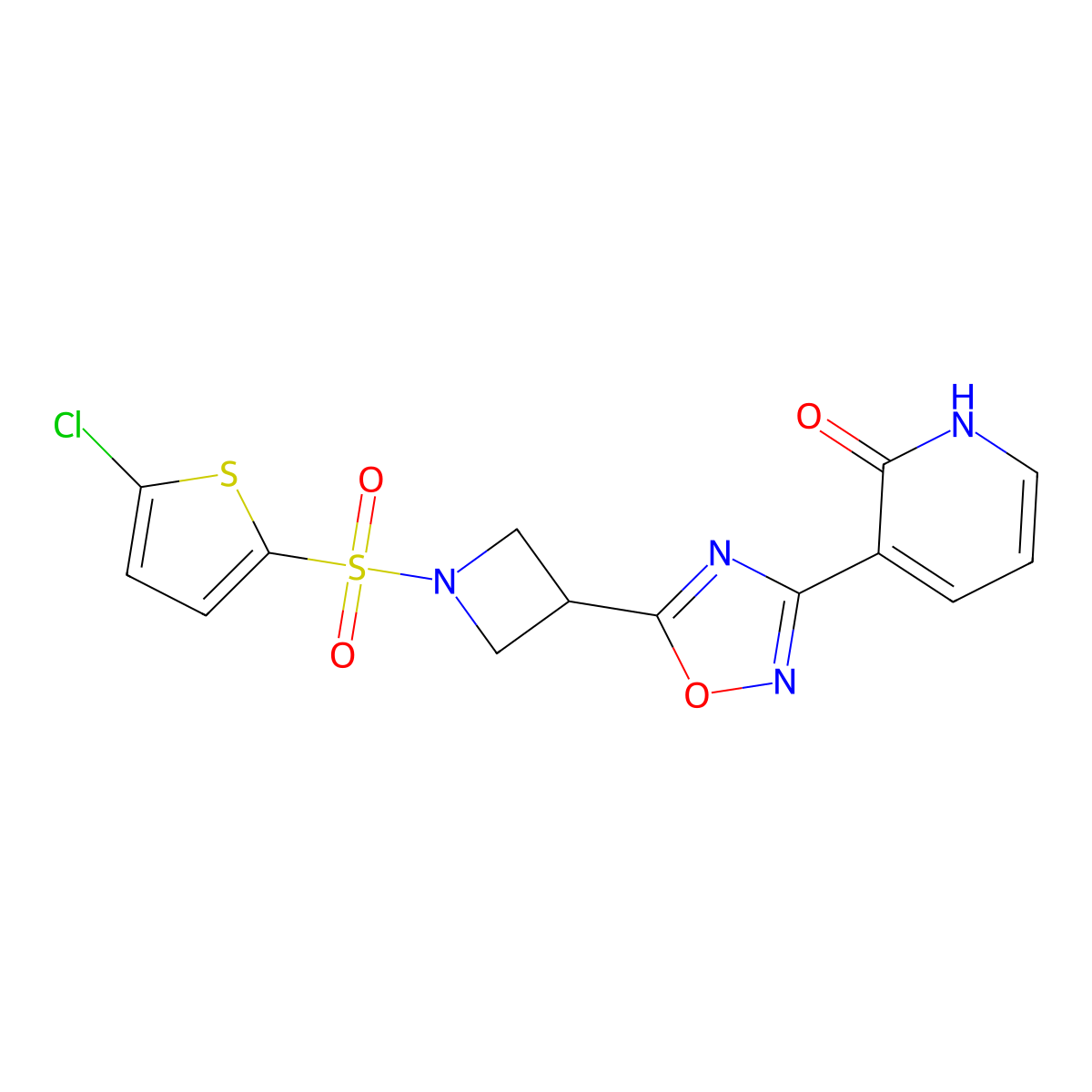 3-(5-(1-((5-chlorothiophen-2-yl)sulfonyl)azetidin-3-yl)-1,2,4-oxadiazol-3-yl)pyridin-2(1H)-one molecular structure, CAS 1396748-35-8
