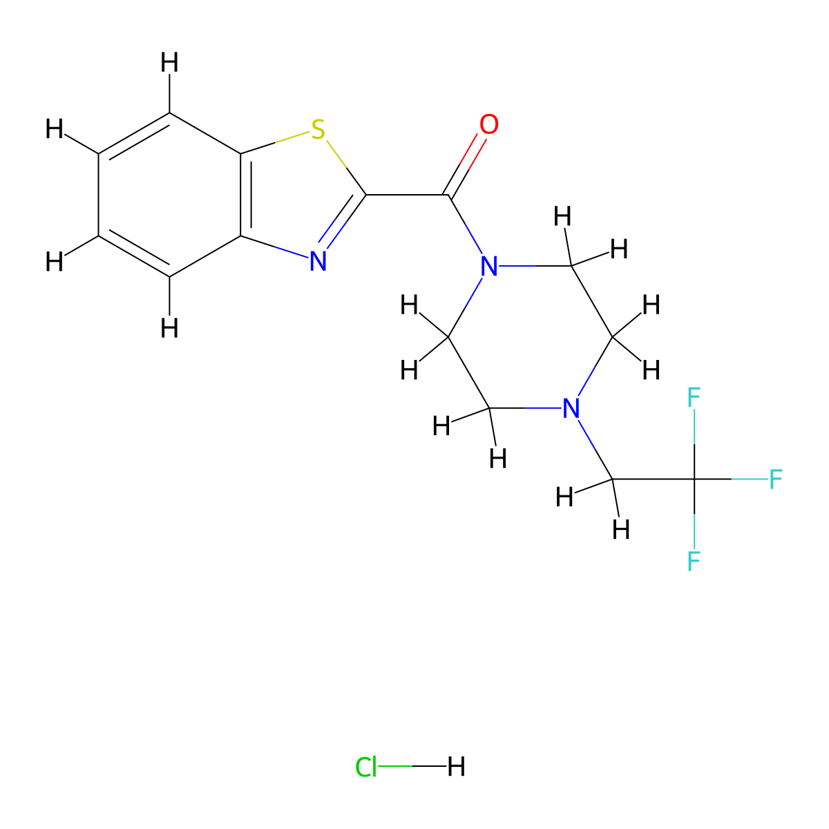 Benzo[d]thiazol-2-yl(4-(2,2,2-trifluoroethyl)piperazin-1-yl)methanone hydrochloride molecular structure, CAS 1396748-37-0