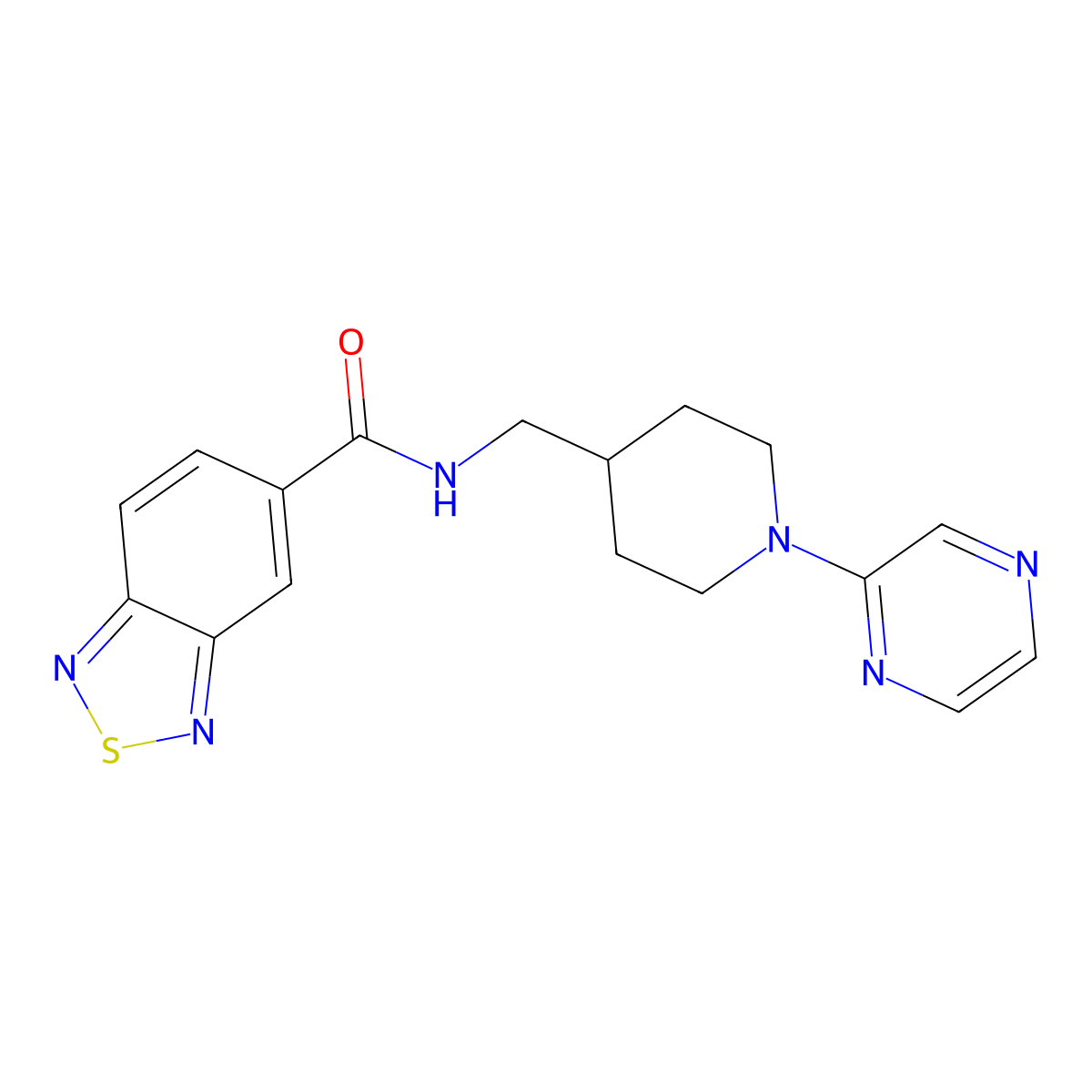 N-((1-(pyrazin-2-yl)piperidin-4-yl)methyl)benzo[c][1,2,5]thiadiazole-5-carboxamide molecular structure, CAS 1396748-38-1