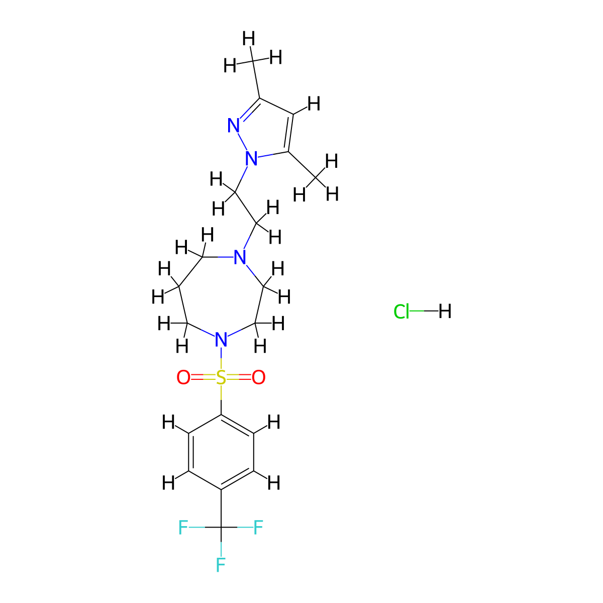 1-(2-(3,5-dimethyl-1H-pyrazol-1-yl)ethyl)-4-((4-(trifluoromethyl)phenyl)sulfonyl)-1,4-diazepane hydrochloride molecular structure, CAS 1396748-42-7