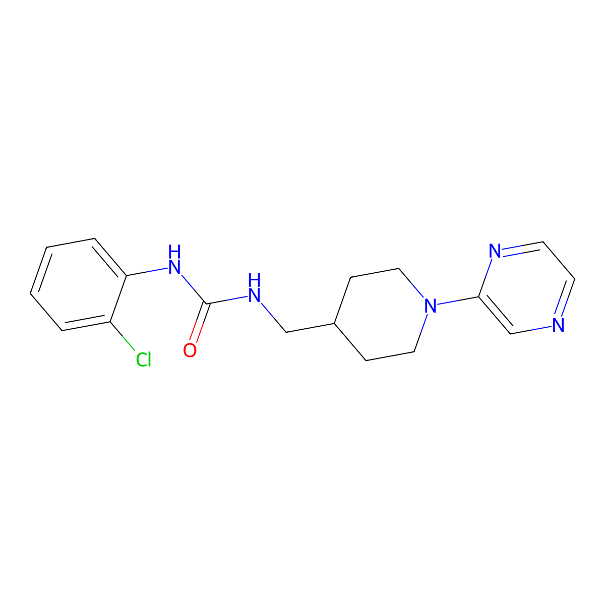 1-(2-Chlorophenyl)-3-((1-(pyrazin-2-yl)piperidin-4-yl)methyl)urea molecular structure, CAS 1396748-51-8