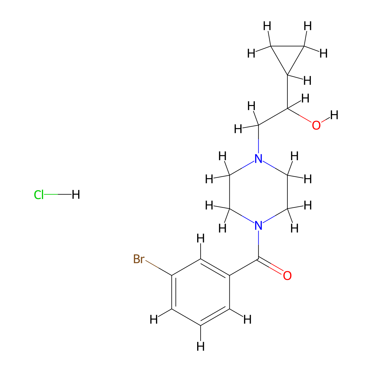 (3-Bromophenyl)(4-(2-cyclopropyl-2-hydroxyethyl)piperazin-1-yl)methanone hydrochloride molecular structure, CAS 1396748-52-9