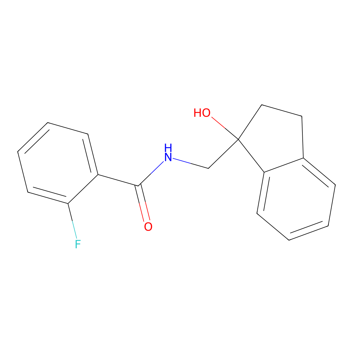 2-fluoro-N-[(1-hydroxy-2,3-dihydro-1H-inden-1-yl)methyl]benzamide molecular structure, CAS 1396748-53-0