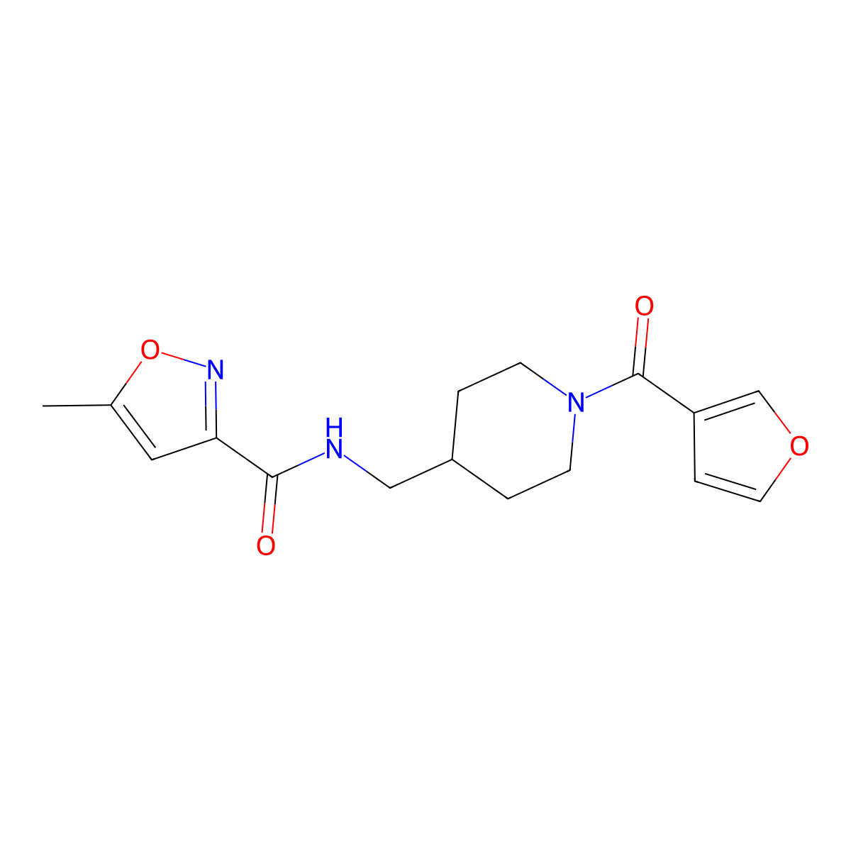 N-((1-(furan-3-carbonyl)piperidin-4-yl)methyl)-5-methylisoxazole-3-carboxamide molecular structure, CAS 1396748-55-2