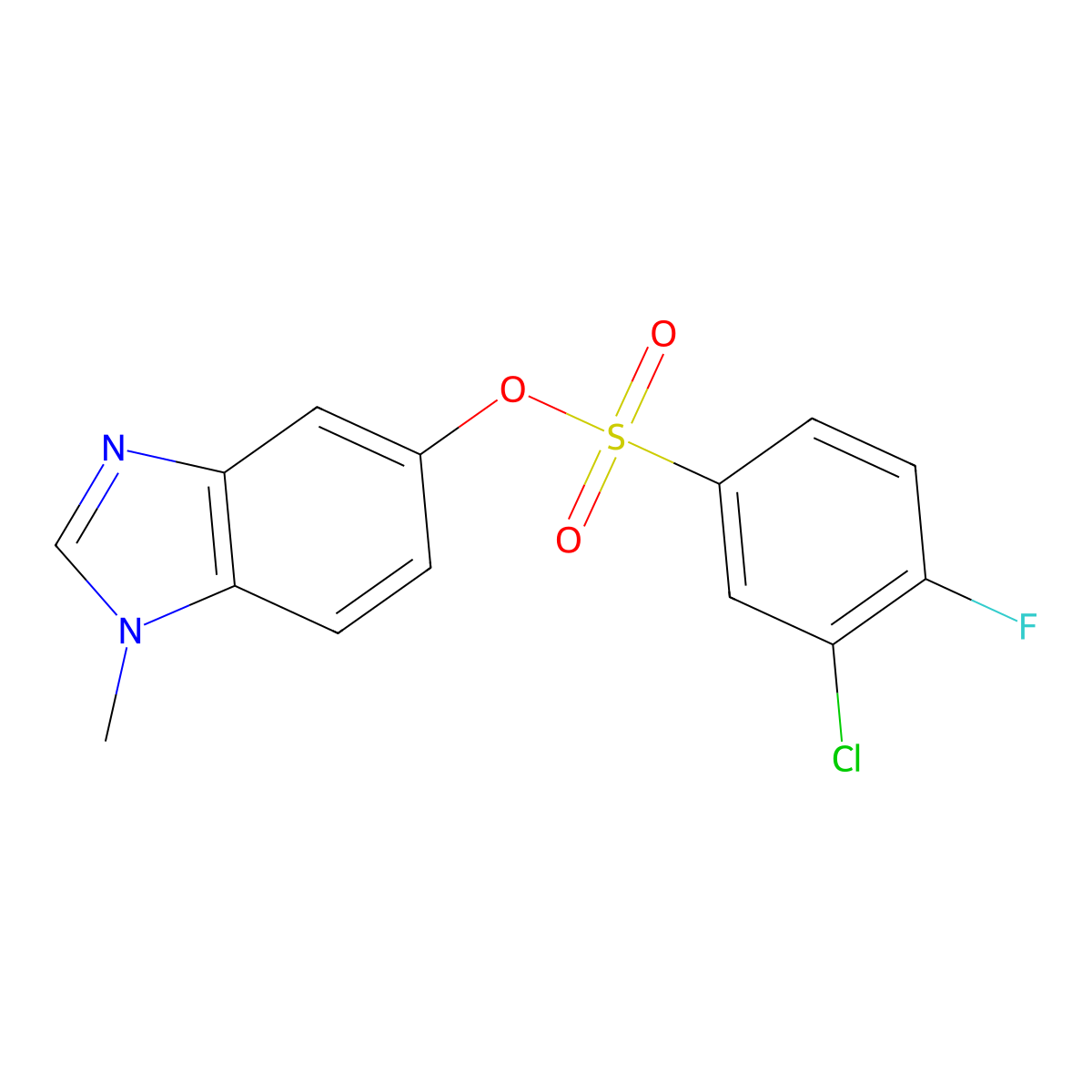 1-methyl-1H-benzo[d]imidazol-5-yl 3-chloro-4-fluorobenzenesulfonate molecular structure, CAS 1396748-57-4