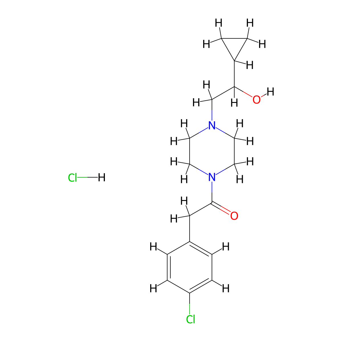 2-(4-Chlorophenyl)-1-(4-(2-cyclopropyl-2-hydroxyethyl)piperazin-1-yl)ethanone hydrochloride molecular structure, CAS 1396748-58-5