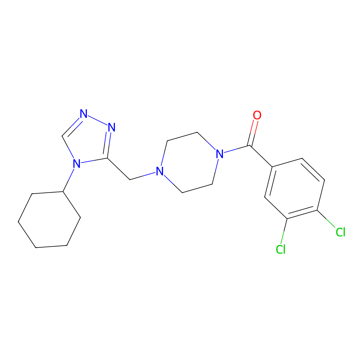 1-[(4-cyclohexyl-4H-1,2,4-triazol-3-yl)methyl]-4-(3,4-dichlorobenzoyl)piperazine molecular structure, CAS 1396748-60-9