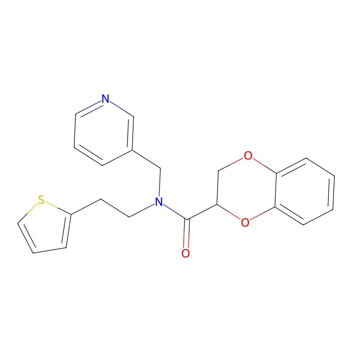 N-(pyridin-3-ylmethyl)-N-(2-(thiophen-2-yl)ethyl)-2,3-dihydrobenzo[b][1,4]dioxine-2-carboxamide molecular structure, CAS 1396748-61-0