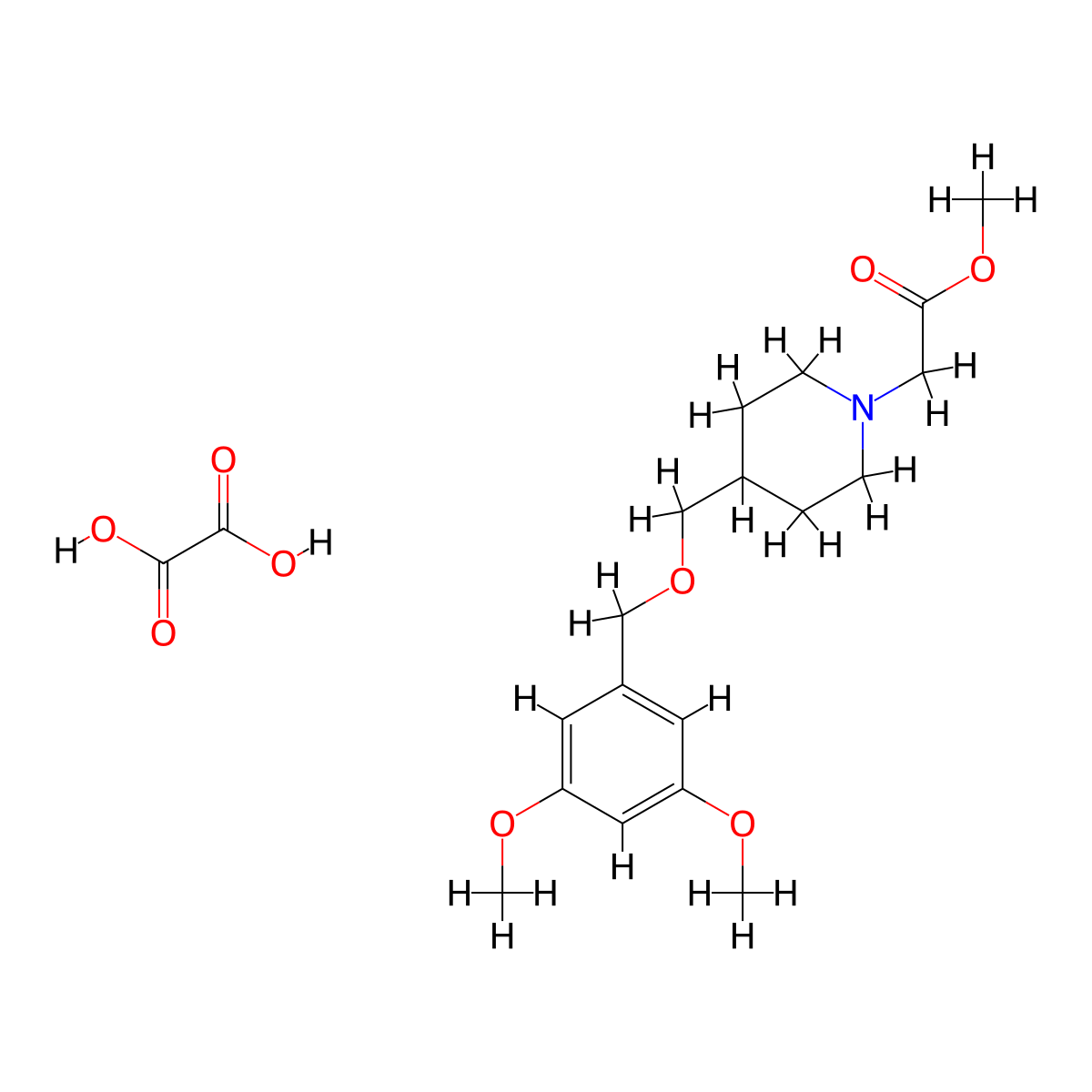 Methyl 2-(4-(((3,5-dimethoxybenzyl)oxy)methyl)piperidin-1-yl)acetate oxalate molecular structure, CAS 1396748-64-3