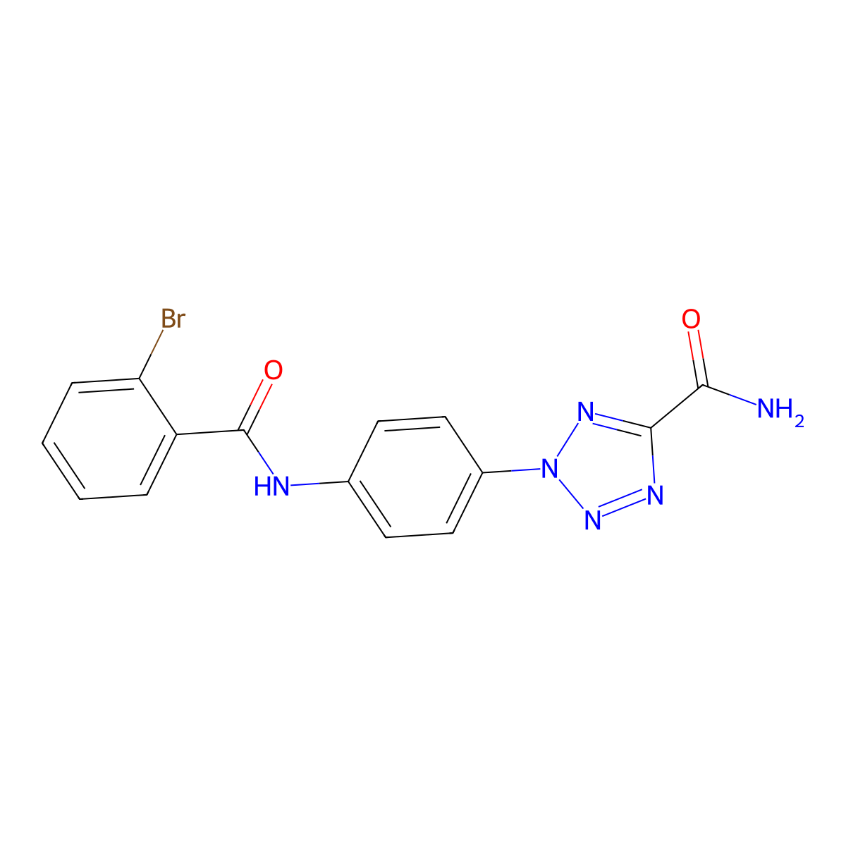 2-(4-(2-bromobenzamido)phenyl)-2H-tetrazole-5-carboxamide molecular structure, CAS 1396748-67-6