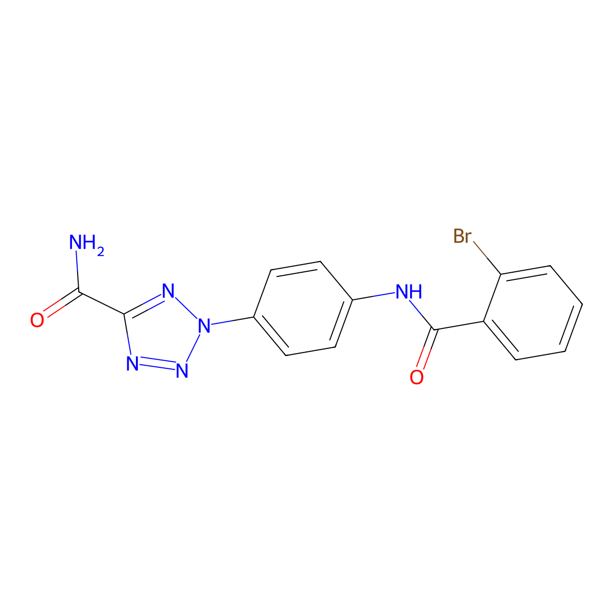 2-(4-(2-bromobenzamido)phenyl)-2H-tetrazole-5-carboxamide molecular structure, CAS 1396748-67-6