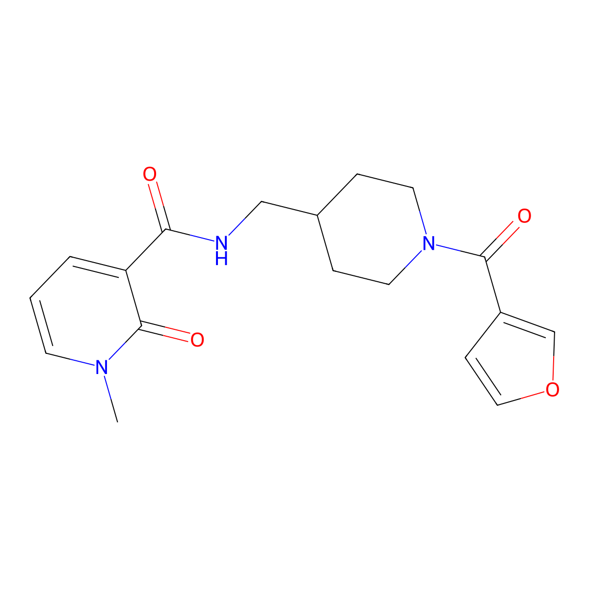 N-{[1-(furan-3-carbonyl)piperidin-4-yl]methyl}-1-methyl-2-oxo-1,2-dihydropyridine-3-carboxamide molecular structure, CAS 1396748-68-7