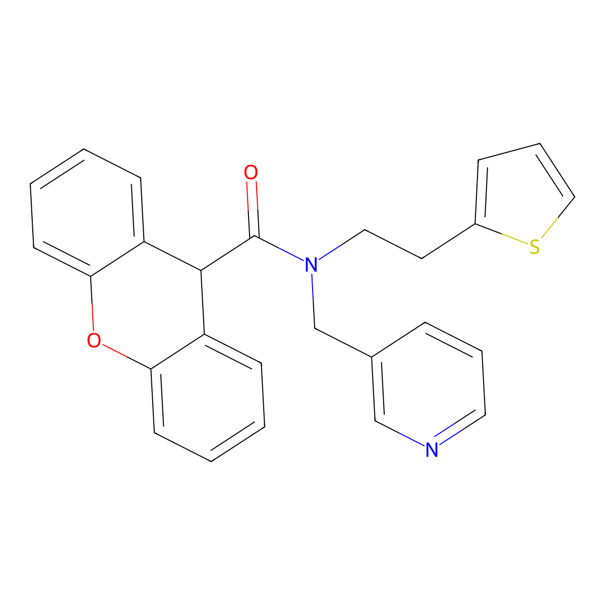 N-(pyridin-3-ylmethyl)-N-(2-(thiophen-2-yl)ethyl)-9H-xanthene-9-carboxamide molecular structure, CAS 1396748-69-8