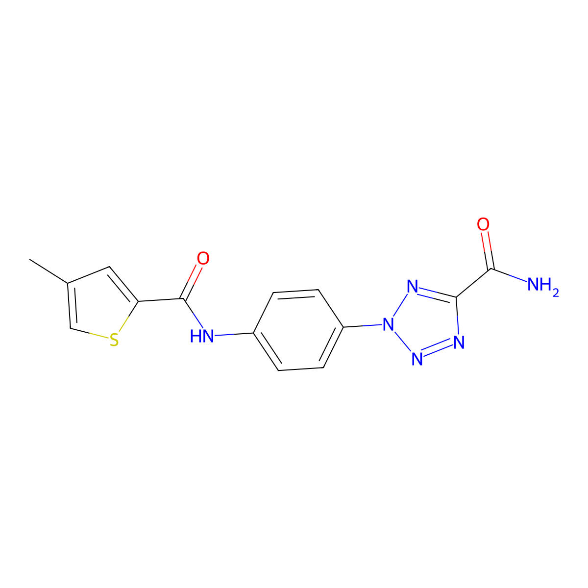 2-(4-(4-methylthiophene-2-carboxamido)phenyl)-2H-tetrazole-5-carboxamide molecular structure, CAS 1396748-71-2