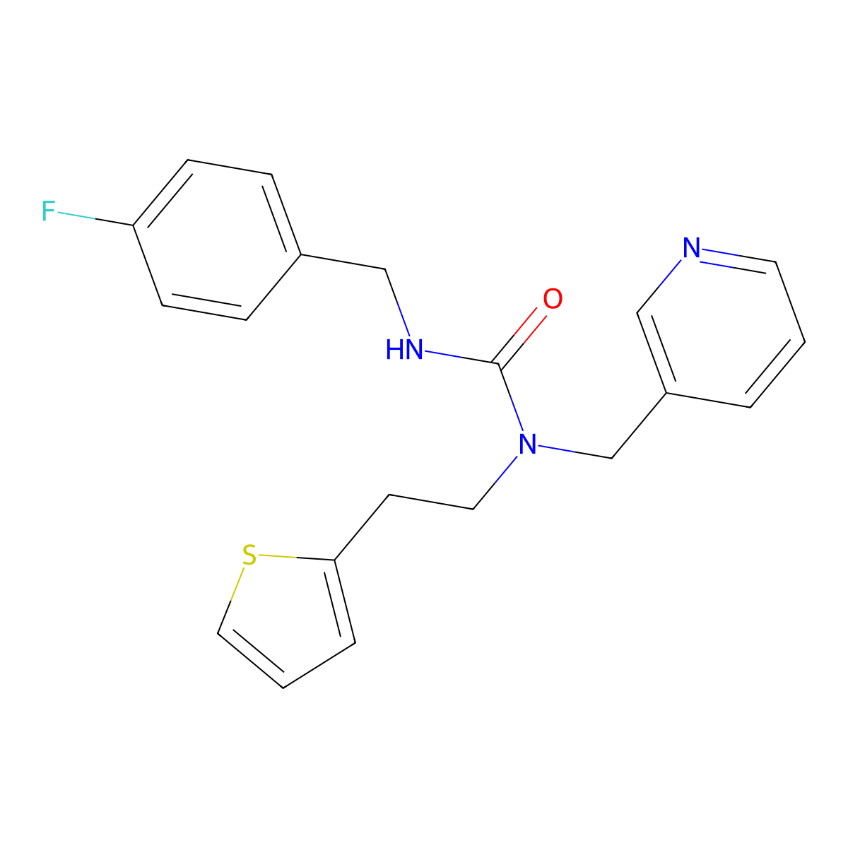 3-(4-Fluorobenzyl)-1-(pyridin-3-ylmethyl)-1-(2-(thiophen-2-yl)ethyl)urea molecular structure, CAS 1396748-78-9