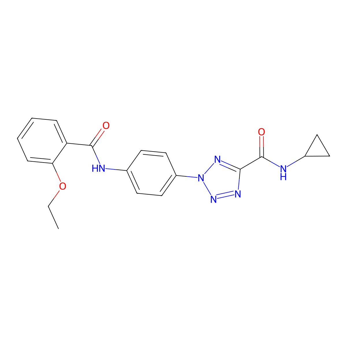 N-cyclopropyl-2-(4-(2-ethoxybenzamido)phenyl)-2H-tetrazole-5-carboxamide molecular structure, CAS 1396748-92-7