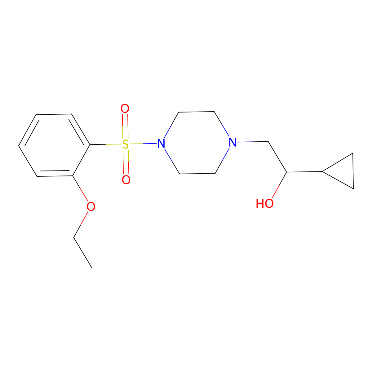 1-Cyclopropyl-2-(4-((2-ethoxyphenyl)sulfonyl)piperazin-1-yl)ethanol molecular structure, CAS 1396748-95-0