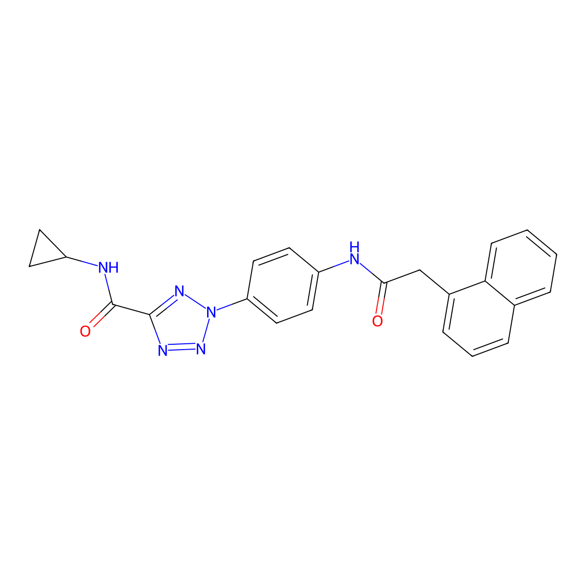 N-cyclopropyl-2-(4-(2-(naphthalen-1-yl)acetamido)phenyl)-2H-tetrazole-5-carboxamide molecular structure, CAS 1396748-97-2